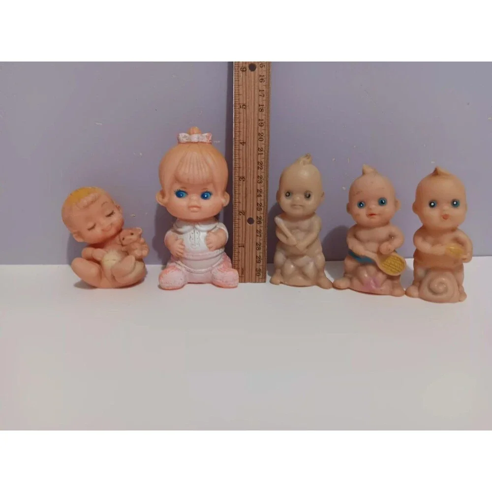 Dolls Rubber Vintage Squeeze  Girl Babies Lot of 5 Assorted Sizes